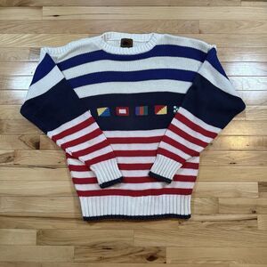 Vintage 90’s Boston Traders Sweater Mens L Coastal Navigation Flag Pattern